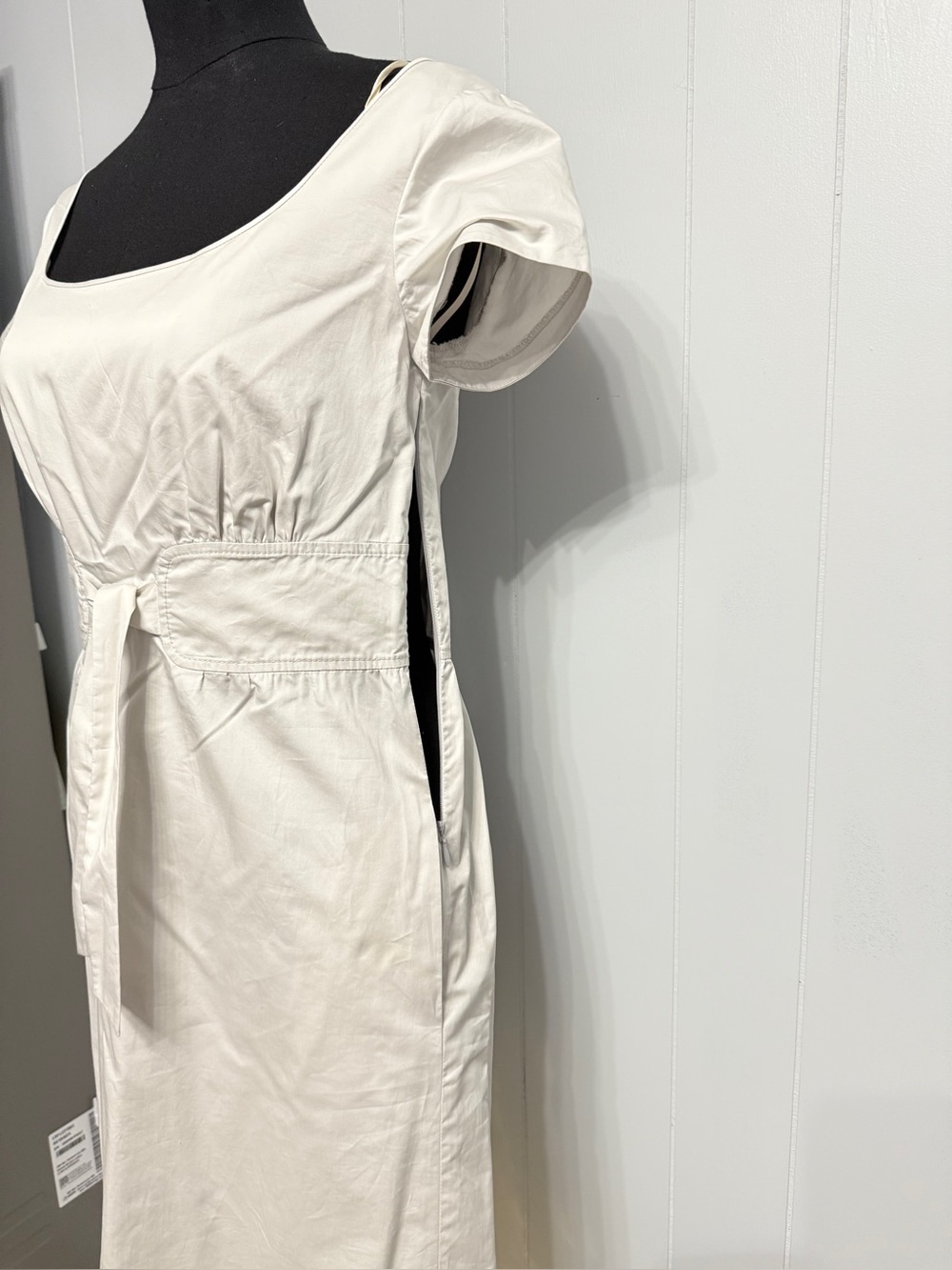 J. Crew 100% Cotton Light Gray Midi Dress with tie front for better fit - Picture 4 of 6